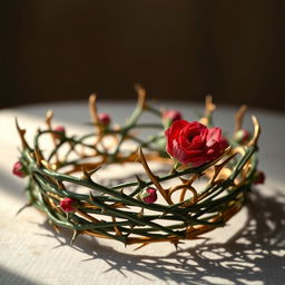 A beautiful crown adorned with sharp thorns, intricately designed with a blend of elegance and danger