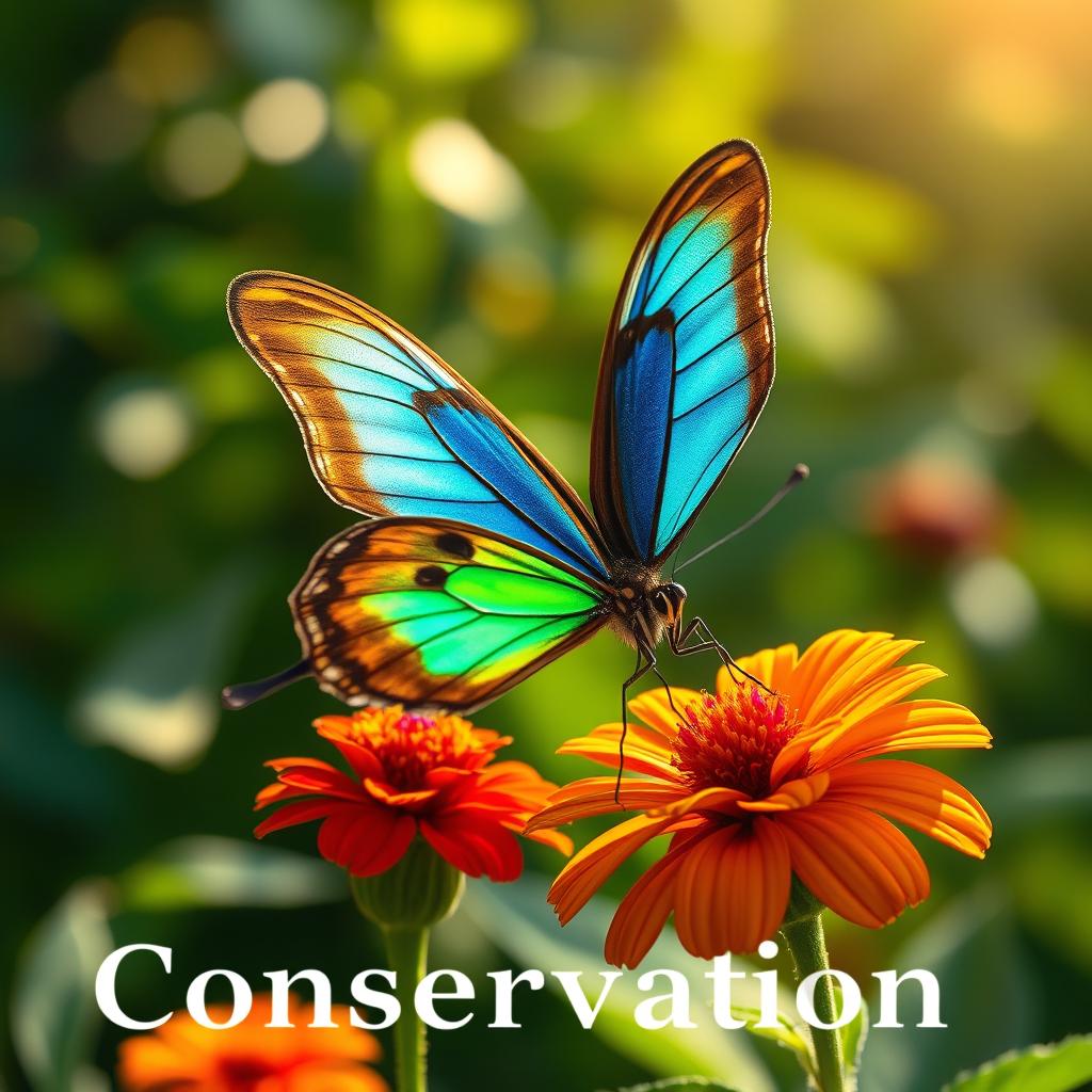 A stunningly realistic butterfly perched delicately on a vibrant flower in a lush natural setting, showcasing the intricate details of its wings with vivid colors