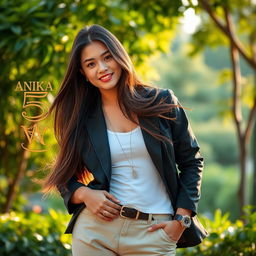 A beautiful scene featuring a striking contrast with a captivating individual of the opposite gender standing next to the initial image