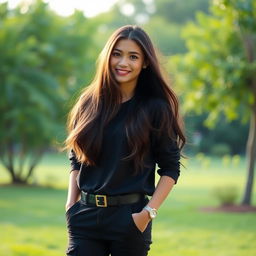 A beautiful scene featuring a striking contrast with a captivating individual of the opposite gender standing next to the initial image