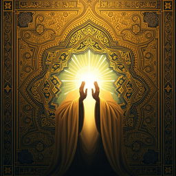 A beautiful and respectful artistic interpretation of Prophet Muhammad, depicted in a traditional Islamic art style