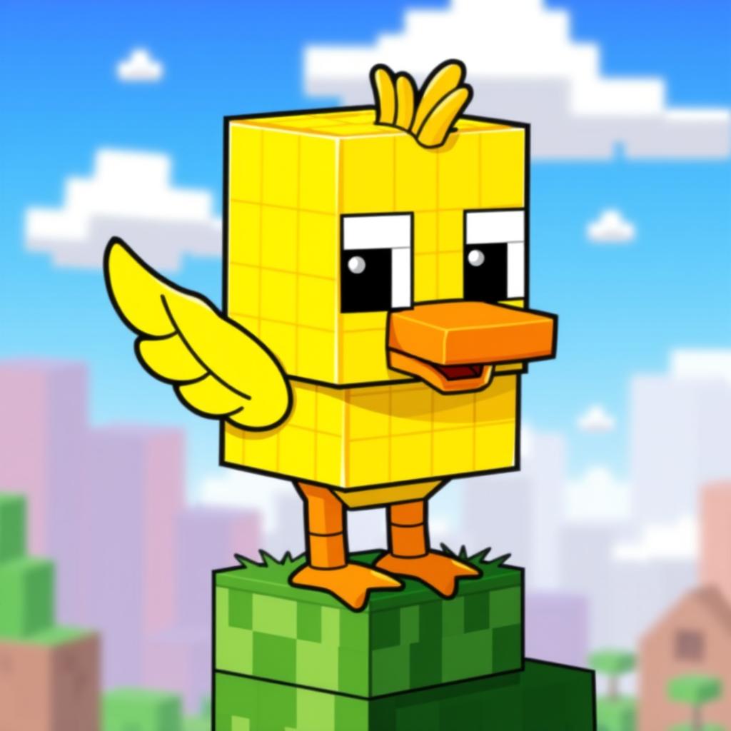 A cute Minecraft-style duck character designed for a profile image