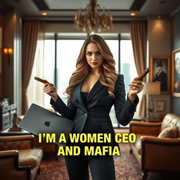 A bold and empowering image of a woman confidently declaring 'I'M A WOMAN CEO AND MAFIA'