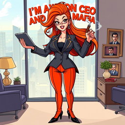A vibrant and stylized Donghua-inspired illustration featuring a strong woman triumphantly declaring 'I'M A WOMAN CEO AND MAFIA'