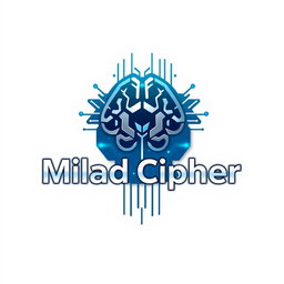 A modern and sleek logo design for an AI researcher and computer science engineer named Milad, also known as Milad Cipher