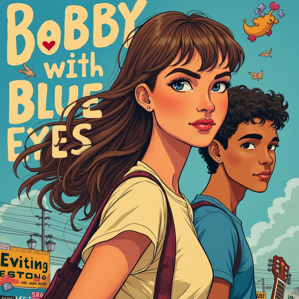 A vibrant and emotional book cover for a novel titled 'Bobby with Blue Eyes' by Paget Hines Savage