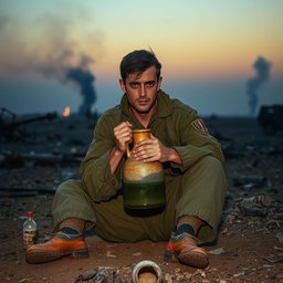 A poignant scene capturing the last moments of a soldier's life during a war