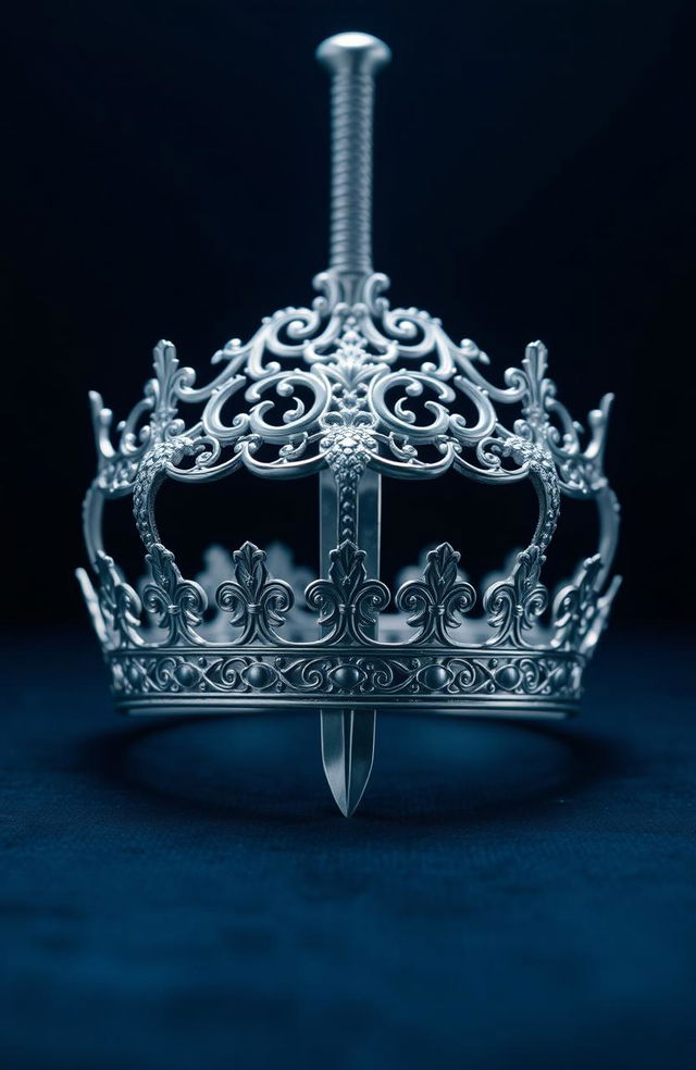 A stunning visual featuring a beautiful silver crown intricately designed, prominently displayed at the center of the image