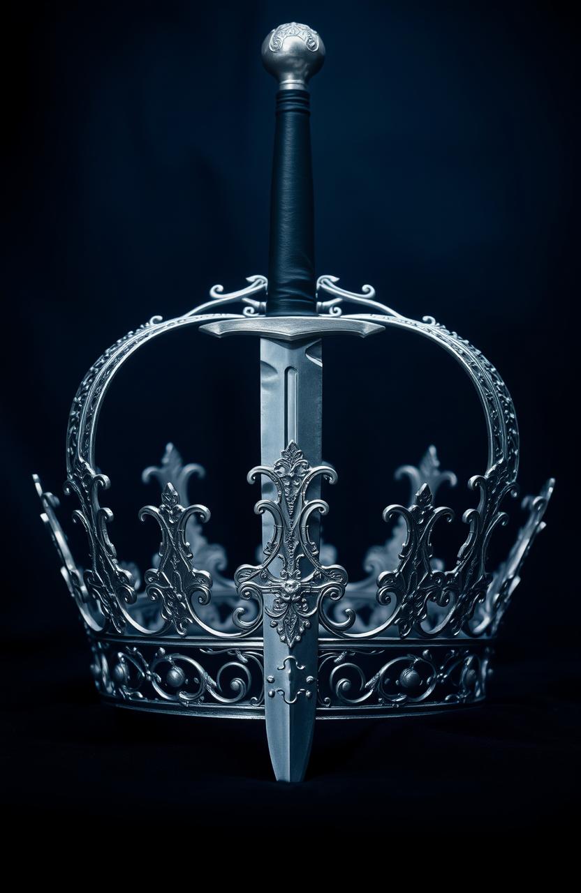 A stunning visual featuring a beautiful silver crown intricately designed, prominently displayed at the center of the image
