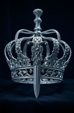 A stunning visual featuring a beautiful silver crown intricately designed, prominently displayed at the center of the image