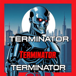 A reimagined version of the original Terminator movie poster, illustrated in the distinctive retro Japanese anime style of Kenshiro
