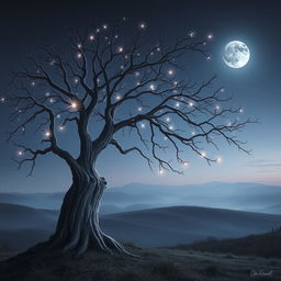 An ethereal depiction of 'Ashes of Hopes', featuring a delicate and whimsical scene set in a twilight landscape