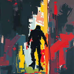 An abstract painting depicting an intruder in an expressive and thought-provoking style