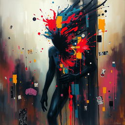 An abstract painting depicting an intruder in a surreal, dreamlike style