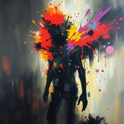 An abstract painting depicting an intruder in a surreal, dreamlike style