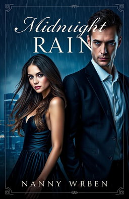 A mesmerizing cover design for a book titled 'Midnight Rain'