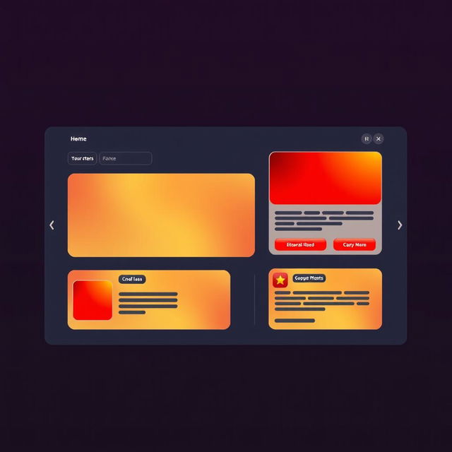 Create a visually appealing layout for a game interface divided into three sections