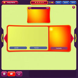 Create a visually appealing layout for a game interface divided into three sections