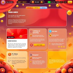 Create a visually appealing layout for a game interface divided into three sections
