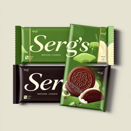 An elegant chocolate packaging design for a brand called 'Sergs'