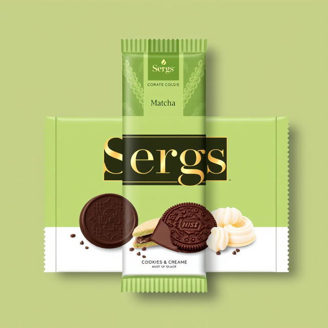 An elegant chocolate packaging design for a brand called 'Sergs'