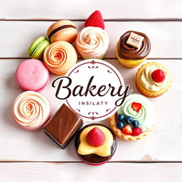 A beautifully arranged display of various delectable desserts including colorful macarons, elegant cupcakes with swirls of frosting, rich chocolate éclairs, and vibrant fruit tarts