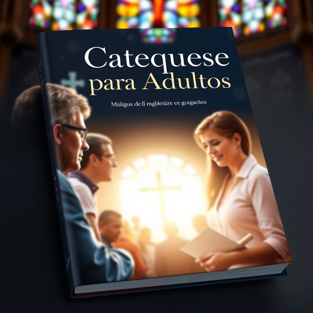 A captivating and elegant book cover design for an adult catechesis book