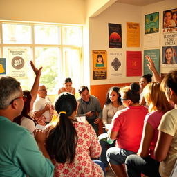 A vibrant and engaging scene depicting a Catechesis for Youth and Adults