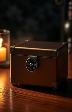 A small brown metal box, intricately designed with a sophisticated yet discreet triple coded password lock