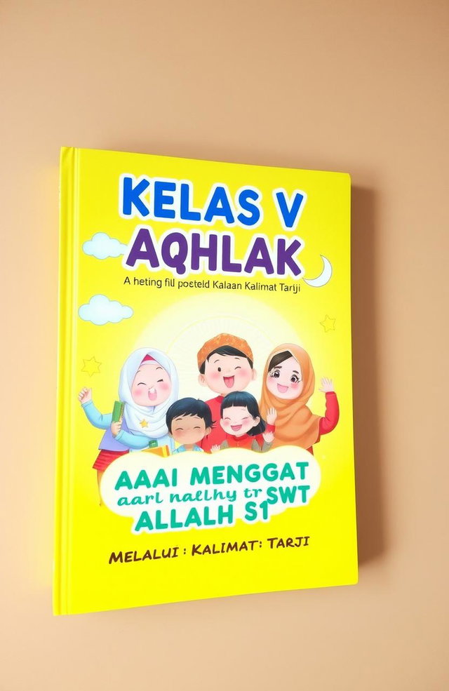 A book cover design for 'KELAS V Aqidah Akhlak MARI MENGINGAT ALLAH SWT MELALUI KALIMAT TARJI'
