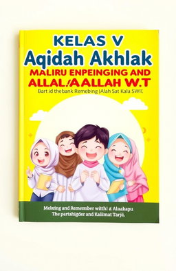 A book cover design for 'KELAS V Aqidah Akhlak MARI MENGINGAT ALLAH SWT MELALUI KALIMAT TARJI'