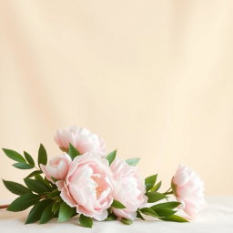 A serene and elegant setting featuring a smooth, creamy beige background that creates a warm and inviting atmosphere