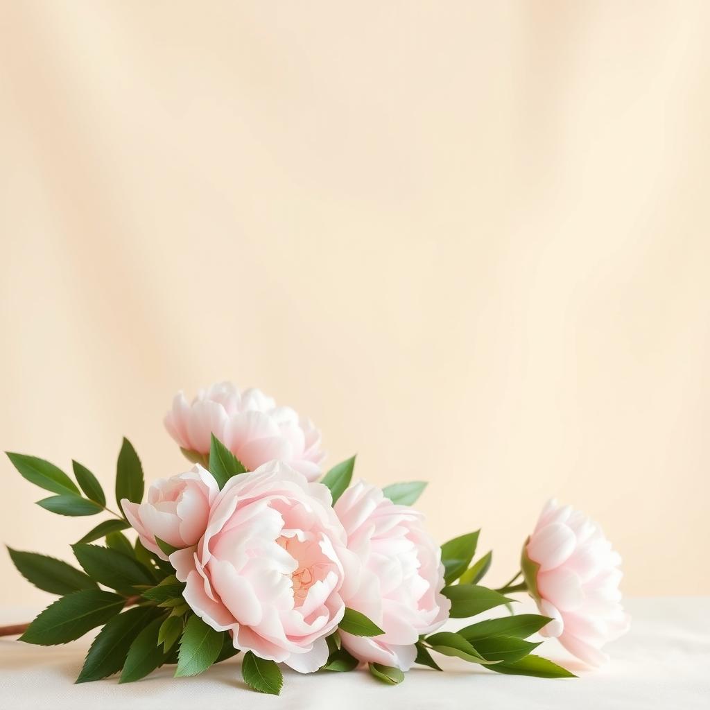 A serene and elegant setting featuring a smooth, creamy beige background that creates a warm and inviting atmosphere