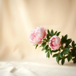 A serene and elegant setting featuring a smooth, creamy beige background that creates a warm and inviting atmosphere