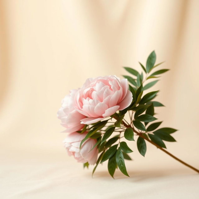 A serene and elegant setting featuring a smooth, creamy beige background that creates a warm and inviting atmosphere