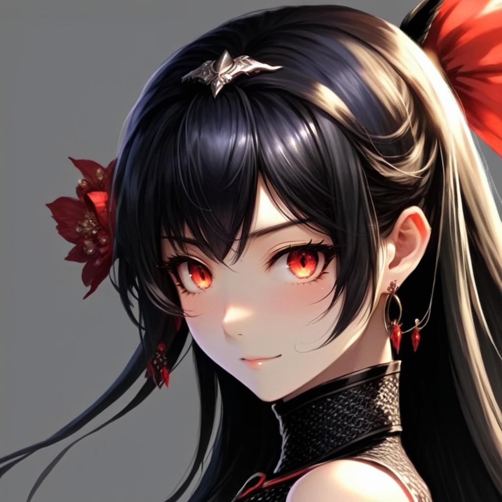 Enchanting Portrait of a Girl with Red Ribbons and Floral Accessories