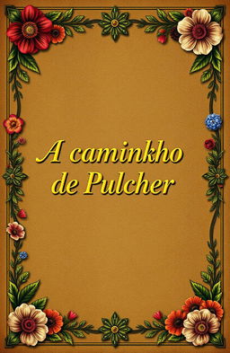 A vintage-style book cover design featuring the title "A caminho de Pulcher" in elegant gold font, placed prominently at the center