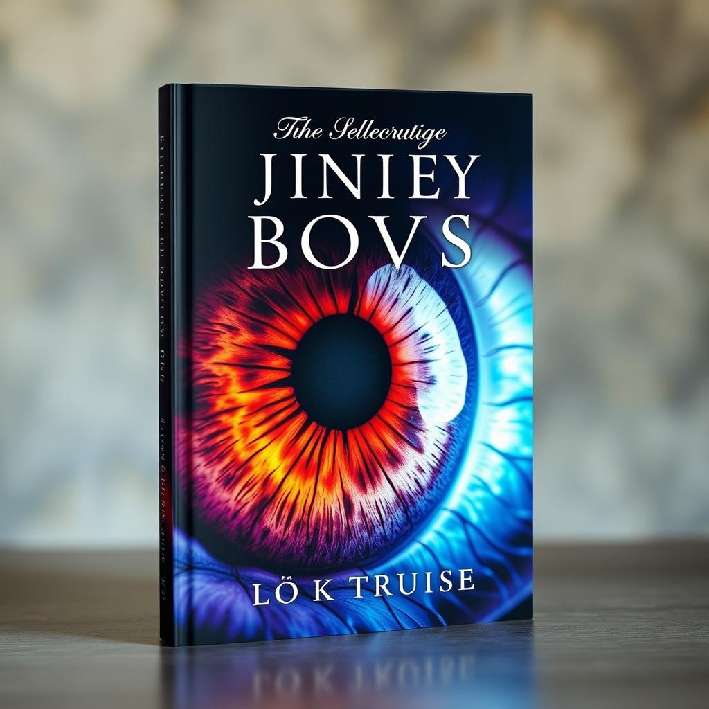 A visually striking book cover featuring a large, detailed iris as the central focus, surrounded by a softly blurred background that adds depth
