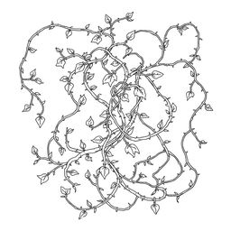 A captivating line drawing of ensnaring vines, intricately woven and tangled together