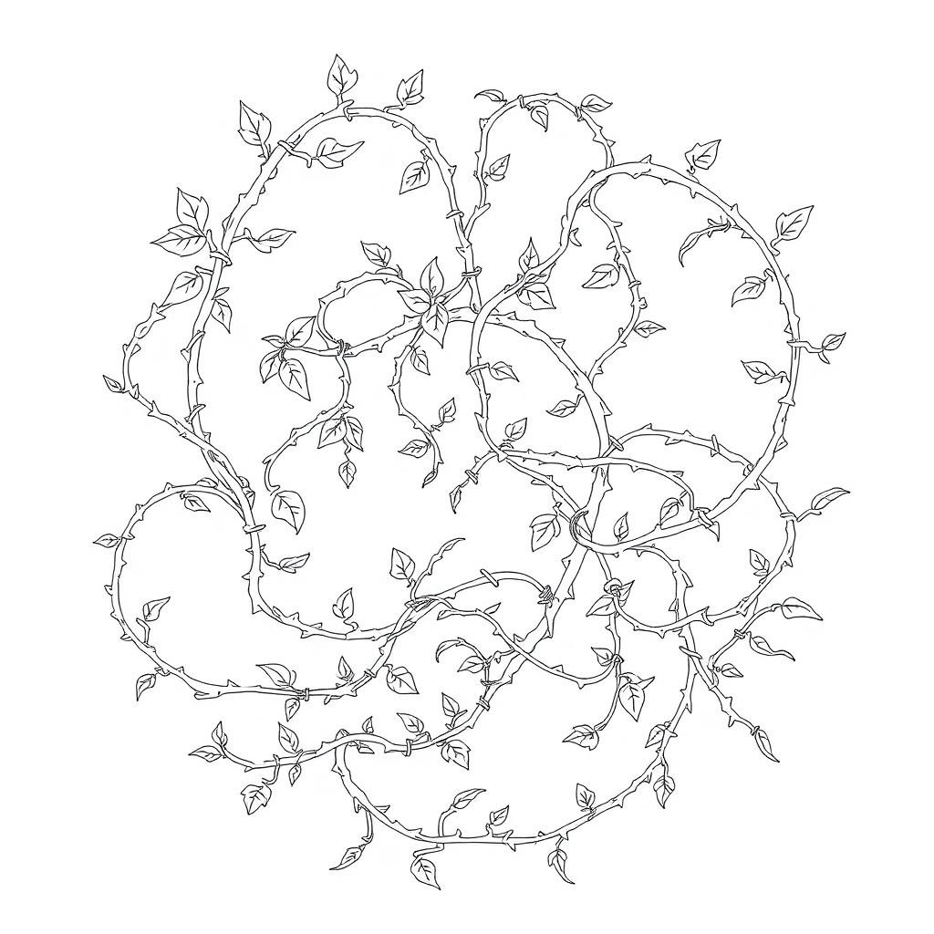 A captivating line drawing of ensnaring vines, intricately woven and tangled together