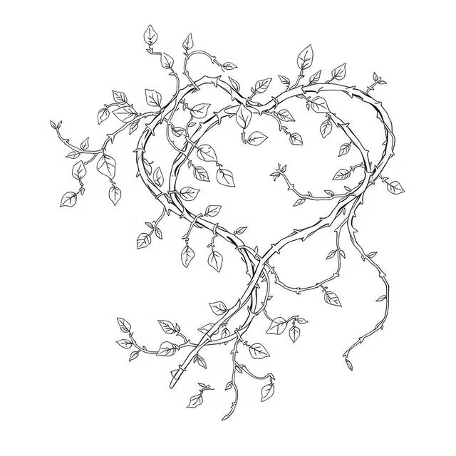 A captivating line drawing of ensnaring vines, intricately woven and tangled together