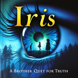 A captivating book cover featuring a large, detailed iris eye that occupies a significant portion of the design, symbolizing mystery and perception