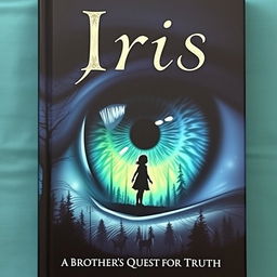 A captivating book cover featuring a large, detailed iris eye that occupies a significant portion of the design, symbolizing mystery and perception