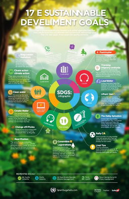 A visually engaging infographic showcasing the 17 Sustainable Development Goals (SDGs) presented in a vibrant and colorful manner