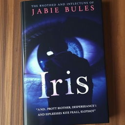 A captivating book cover featuring a large, detailed iris eye, symbolizing clarity and perception, set against a dark and moody background that conveys mystery