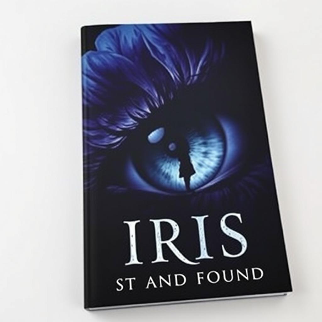 A captivating book cover featuring a large, stunning iris eye as the focal point, symbolizing mystery and insight