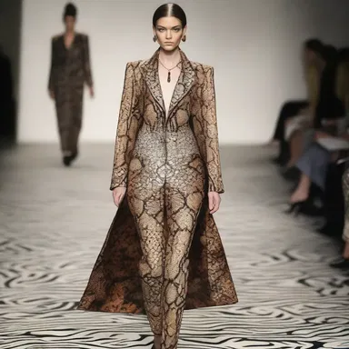 The fashion designer incorporated the intricate markings of the adder into the print of her latest collection.