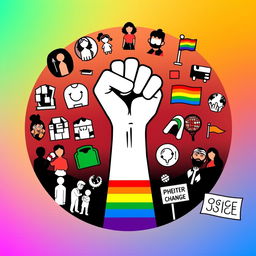 A vibrant gradient background representing diversity, blending from light to dark, symbolizing progress through unity and struggle