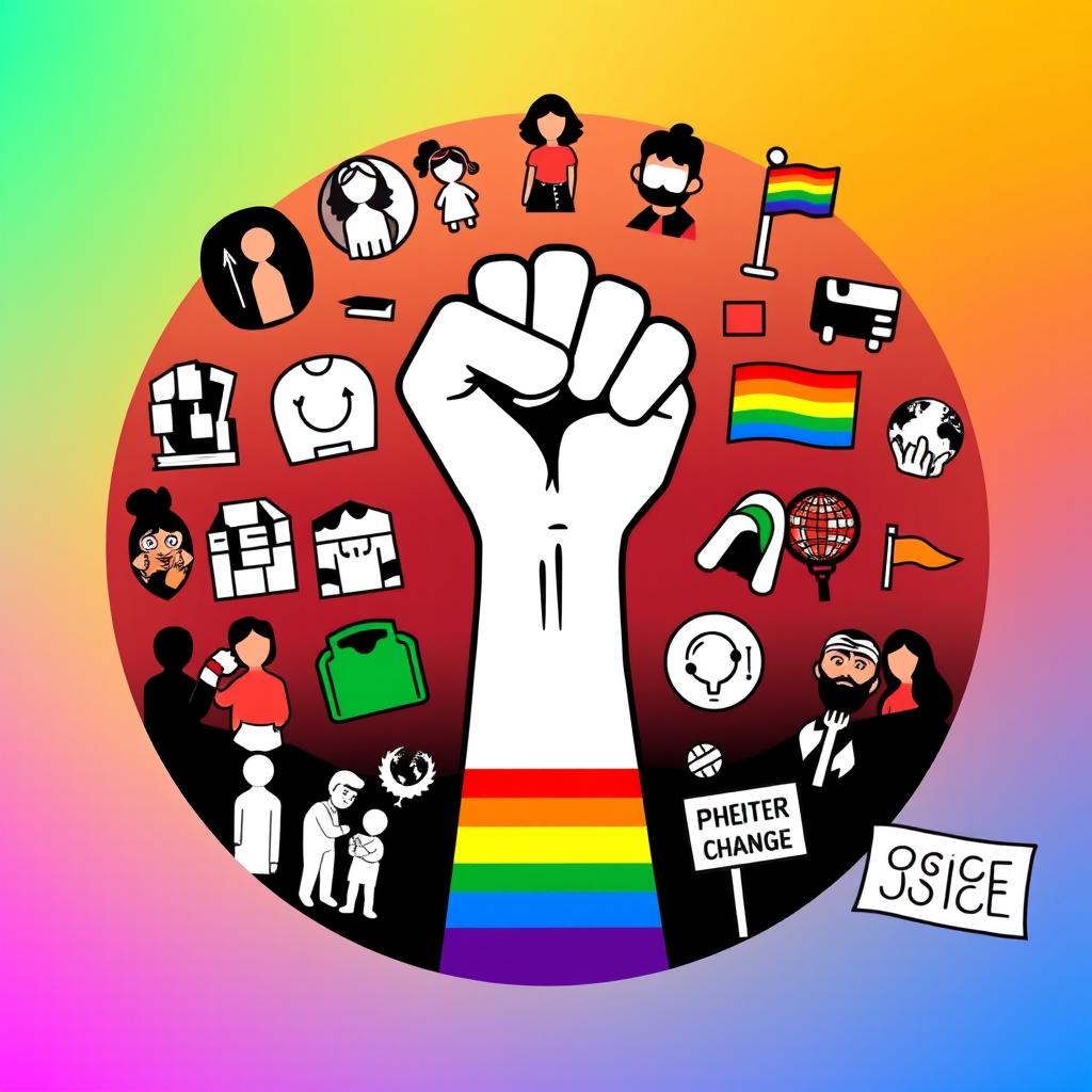 A vibrant gradient background representing diversity, blending from light to dark, symbolizing progress through unity and struggle