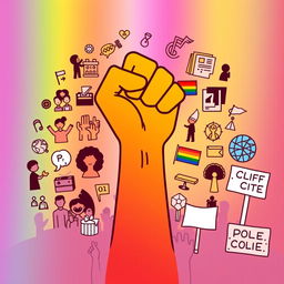 A vibrant gradient background representing diversity, blending from light to dark, symbolizing progress through unity and struggle